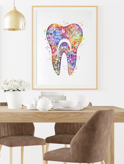 Dignovel Studios Unframed Tooth Floral Watercolor Art Print Medical Art Surgeon Dental Clinic Dentist Office Watercolor Art Print Wall Art Poster Home Decor Hanging DN884 - Image 8