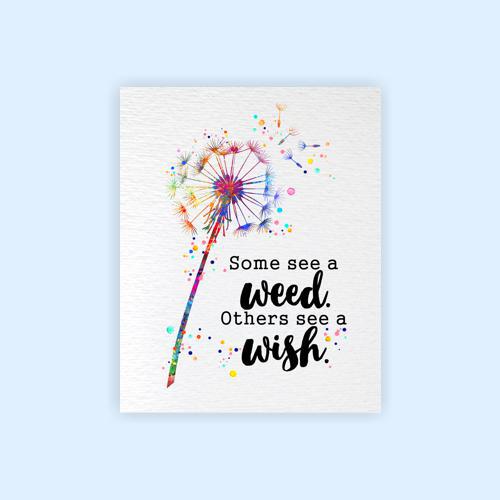 Dignovel Studios Unframed Dandelion Flowers Watercolor Art Print See a Wish Wisdom Inspirational Quote Positivity Affirmation Watercolor Art Print Wall Art Poster Home Decor Hanging DN886 - Image 2