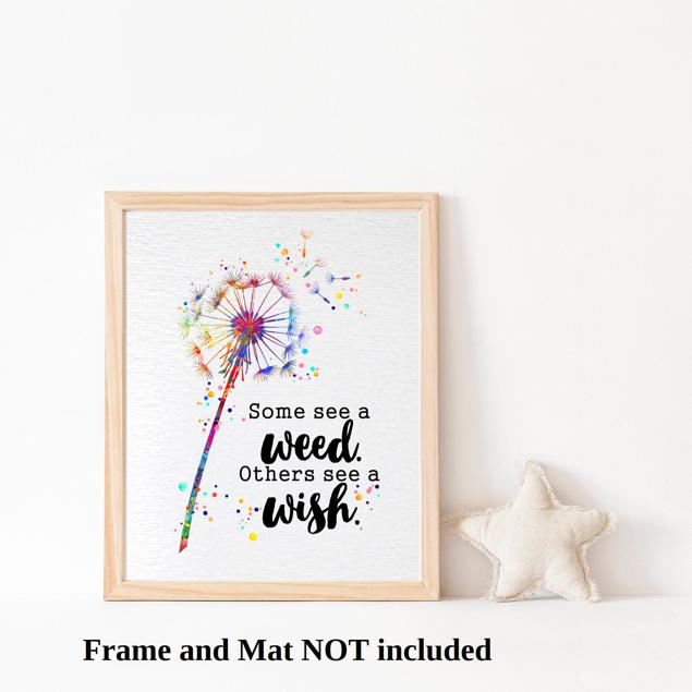 Dignovel Studios Unframed Dandelion Flowers Watercolor Art Print See a Wish Wisdom Inspirational Quote Positivity Affirmation Watercolor Art Print Wall Art Poster Home Decor Hanging DN886 - Image 3