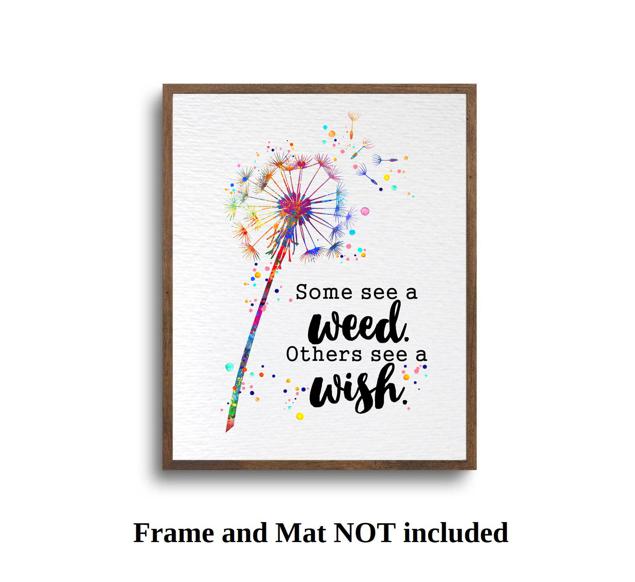 Dignovel Studios Unframed Dandelion Flowers Watercolor Art Print See a Wish Wisdom Inspirational Quote Positivity Affirmation Watercolor Art Print Wall Art Poster Home Decor Hanging DN886 - Image 5