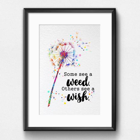 Dignovel Studios Unframed Dandelion Flowers Watercolor Art Print See a Wish Wisdom Inspirational Quote Positivity Affirmation Watercolor Art Print Wall Art Poster Home Decor Hanging DN886 - Image 6