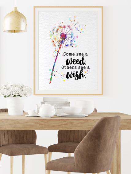 Dignovel Studios Unframed Dandelion Flowers Watercolor Art Print See a Wish Wisdom Inspirational Quote Positivity Affirmation Watercolor Art Print Wall Art Poster Home Decor Hanging DN886 - Image 8
