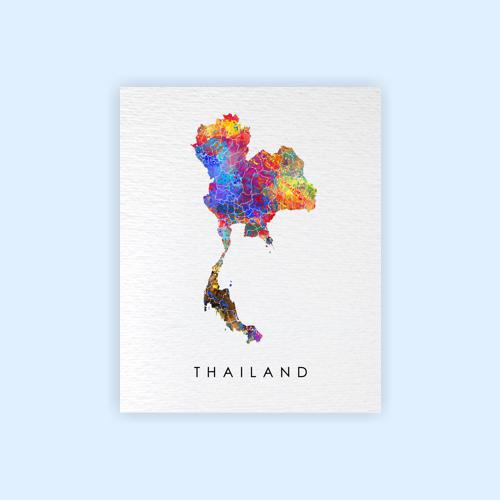 Dignovel Studios Unframed Thailand Abstract Map Watercolor Art Print Asia Country Bangkok World Tour Attraction Watercolor Art Print Wall Art Poster Home Decor Hanging DN892 - Image 2