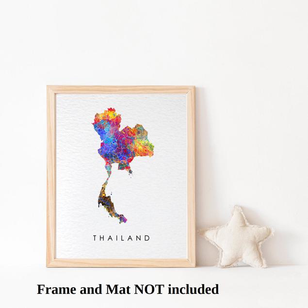 Dignovel Studios Unframed Thailand Abstract Map Watercolor Art Print Asia Country Bangkok World Tour Attraction Watercolor Art Print Wall Art Poster Home Decor Hanging DN892 - Image 3