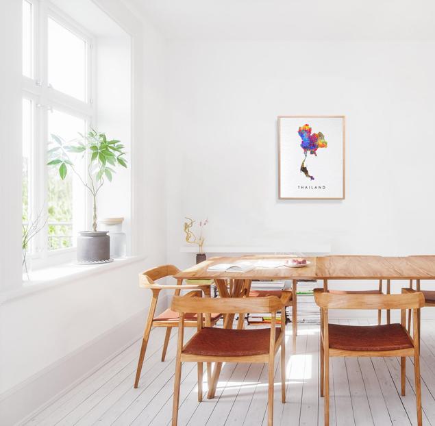 Dignovel Studios Unframed Thailand Abstract Map Watercolor Art Print Asia Country Bangkok World Tour Attraction Watercolor Art Print Wall Art Poster Home Decor Hanging DN892 - Image 4