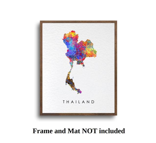 Dignovel Studios Unframed Thailand Abstract Map Watercolor Art Print Asia Country Bangkok World Tour Attraction Watercolor Art Print Wall Art Poster Home Decor Hanging DN892 - Image 5