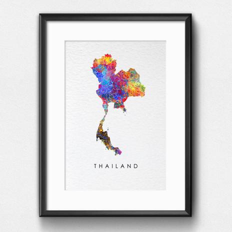 Dignovel Studios Unframed Thailand Abstract Map Watercolor Art Print Asia Country Bangkok World Tour Attraction Watercolor Art Print Wall Art Poster Home Decor Hanging DN892 - Image 6