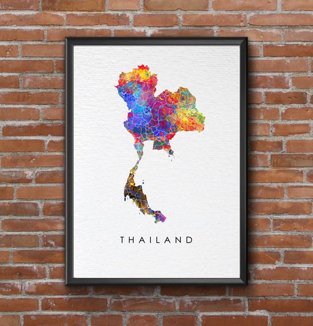 Dignovel Studios Unframed Thailand Abstract Map Watercolor Art Print Asia Country Bangkok World Tour Attraction Watercolor Art Print Wall Art Poster Home Decor Hanging DN892 - Image 7