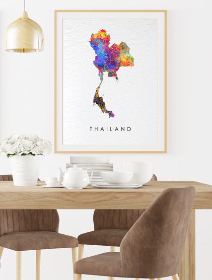 Dignovel Studios Unframed Thailand Abstract Map Watercolor Art Print Asia Country Bangkok World Tour Attraction Watercolor Art Print Wall Art Poster Home Decor Hanging DN892 - Image 8