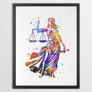 Dignovel Studios Unframed Lady Justice Watercolor Art Print Poster Scales of Justice Lawyer Office Décor Watercolor Art Print Wall Art Poster Home Decor Hanging DN895