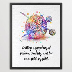 Dignovel Studios Unframed Knitting Art Watercolor Print Wall Art Knitted Woman Sewing Room Watercolor Art Print Wall Art Poster Home Decor Hanging DN901