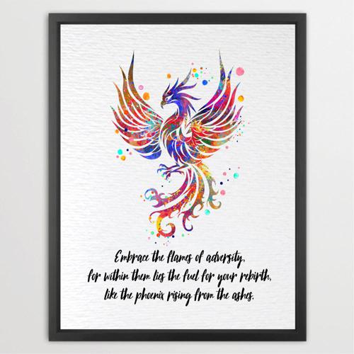 Dignovel Studios Unframed Phoenix Bird Watercolor Art Print Bird Print Inspirational Quote Watercolor Art Print Wall Art Poster Home Decor Hanging DN902