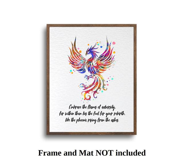 Dignovel Studios Unframed Phoenix Bird Watercolor Art Print Bird Print Inspirational Quote Watercolor Art Print Wall Art Poster Home Decor Hanging DN902 - Image 5
