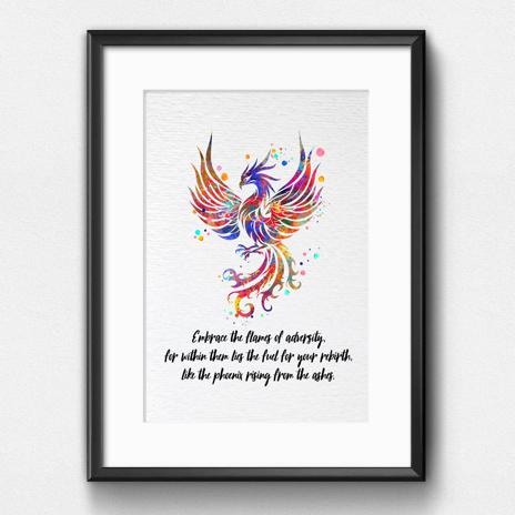 Dignovel Studios Unframed Phoenix Bird Watercolor Art Print Bird Print Inspirational Quote Watercolor Art Print Wall Art Poster Home Decor Hanging DN902 - Image 6