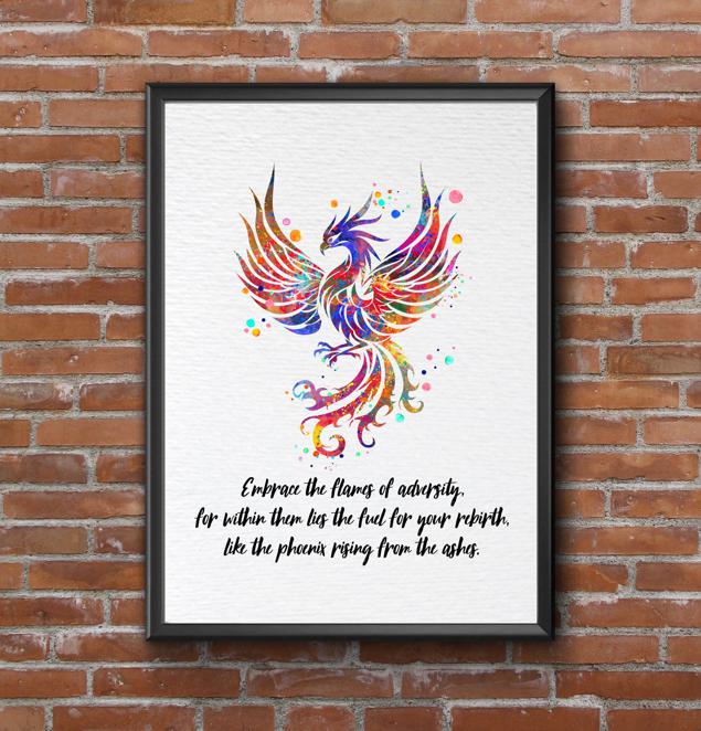 Dignovel Studios Unframed Phoenix Bird Watercolor Art Print Bird Print Inspirational Quote Watercolor Art Print Wall Art Poster Home Decor Hanging DN902 - Image 7