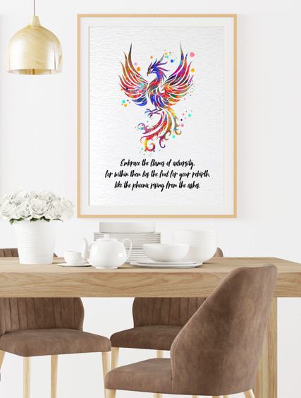 Dignovel Studios Unframed Phoenix Bird Watercolor Art Print Bird Print Inspirational Quote Watercolor Art Print Wall Art Poster Home Decor Hanging DN902 - Image 8