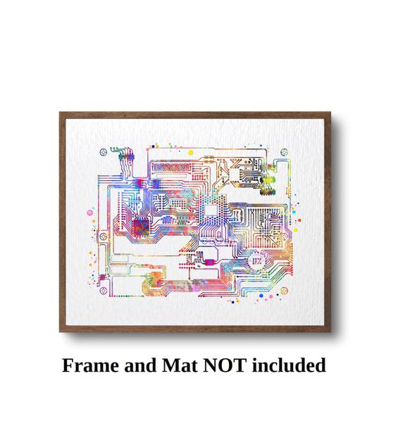 Dignovel Studios Unframed Circuit Board Watercolor Print Science Art Computer Technology School Art Poster Tech Wall Art Watercolor Art Print Wall Art Poster Home Decor Hanging DN906 - Image 3