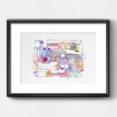 Dignovel Studios Unframed Circuit Board Watercolor Print Science Art Computer Technology School Art Poster Tech Wall Art Watercolor Art Print Wall Art Poster Home Decor Hanging DN906 - Image 6