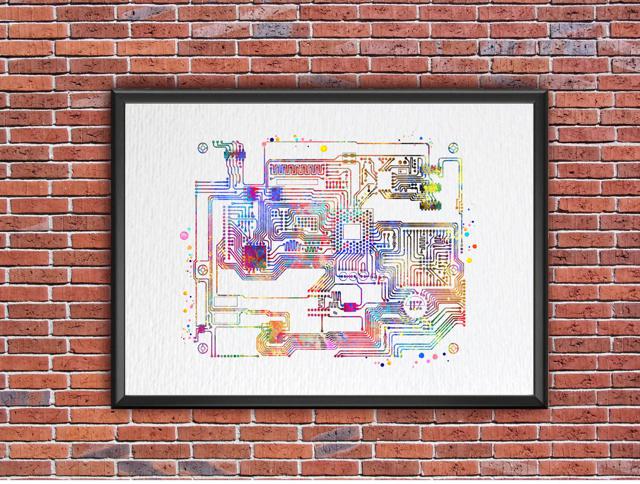 Dignovel Studios Unframed Circuit Board Watercolor Print Science Art Computer Technology School Art Poster Tech Wall Art Watercolor Art Print Wall Art Poster Home Decor Hanging DN906 - Image 7