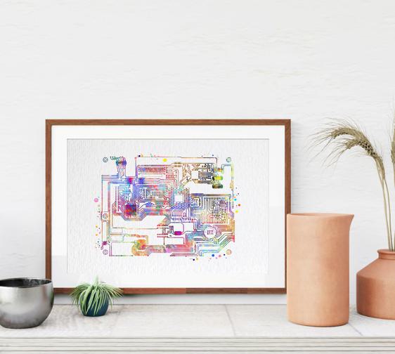 Dignovel Studios Unframed Circuit Board Watercolor Print Science Art Computer Technology School Art Poster Tech Wall Art Watercolor Art Print Wall Art Poster Home Decor Hanging DN906 - Image 8