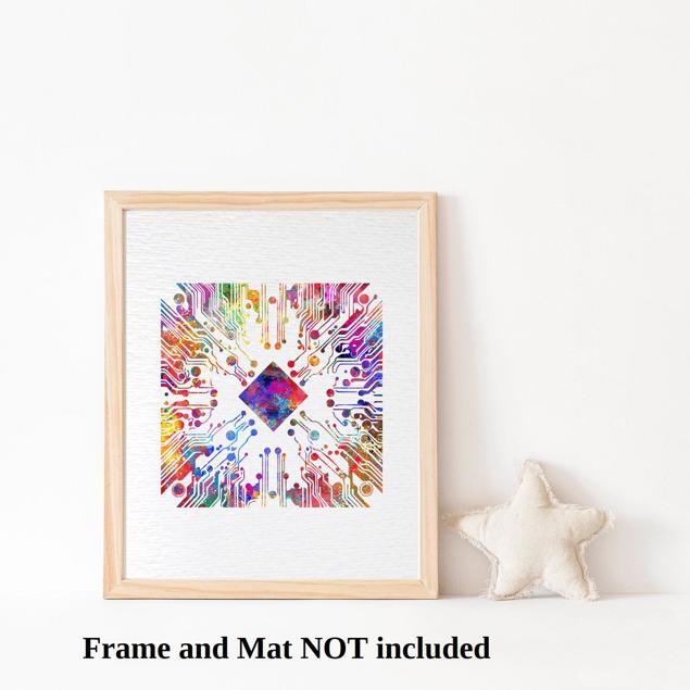 Dignovel Studios Unframed Circuit Board Diagram Watercolor Art Print Science Computer Modern Technology School Wall Art Watercolor Art Print Wall Art Poster Home Decor Hanging DN907 - Image 3