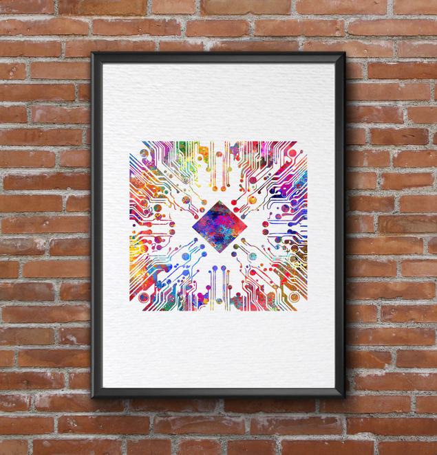 Dignovel Studios Unframed Circuit Board Diagram Watercolor Art Print Science Computer Modern Technology School Wall Art Watercolor Art Print Wall Art Poster Home Decor Hanging DN907 - Image 7