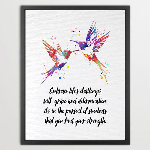 Dignovel Studios Unframed Hummingbird Couple Watercolor Art Print Wildlife Bird Wall Art Inspirational Life Wisdom Positivity Watercolor Art Print Wall Art Poster Home Decor Hanging DN908