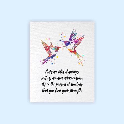 Dignovel Studios Unframed Hummingbird Couple Watercolor Art Print Wildlife Bird Wall Art Inspirational Life Wisdom Positivity Watercolor Art Print Wall Art Poster Home Decor Hanging DN908 - Image 2