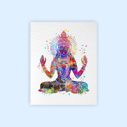 Dignovel Studios Unframed Kali Goddess Watercolor Art Print Parvati Indian Spiritual Art Inspirational Watercolor Art Print Wall Art Poster Home Decor Hanging DN912 - Image 2