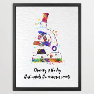 Dignovel Studios Unframed Microscope Watercolor Art Print Medical Art Microbiologist Chemistry Educational Art Biology Microscopy Watercolor Art Print Wall Art Poster Home Decor Hanging DN916
