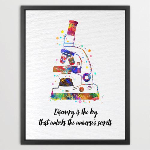 Dignovel Studios Unframed Microscope Watercolor Art Print Medical Art Microbiologist Chemistry Educational Art Biology Microscopy Watercolor Art Print Wall Art Poster Home Decor Hanging DN916