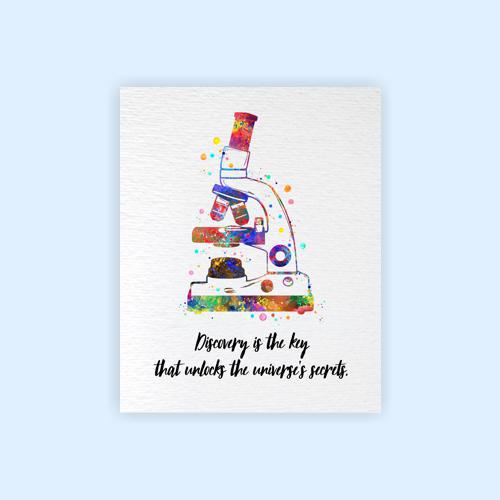 Dignovel Studios Unframed Microscope Watercolor Art Print Medical Art Microbiologist Chemistry Educational Art Biology Microscopy Watercolor Art Print Wall Art Poster Home Decor Hanging DN916 - Image 2