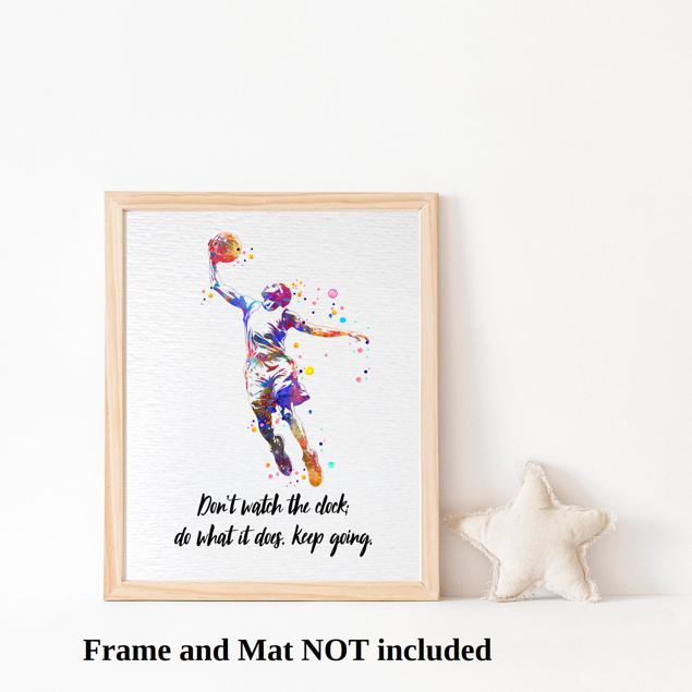 Dignovel Studios Unframed Basketball Player Watercolor Art Print Sports Athlete Gym School Motivational Quote Positivity Wall Art Watercolor Art Print Wall Art Poster Home Decor Hanging DN933 - Image 3