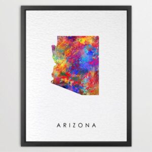 Dignovel Studios Unframed Arizona Abstract Map Art United States Watercolor Art Print Home Decor Hanging DN937