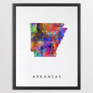 Dignovel Studios Unframed Arkansas Abstract Map Art United States Watercolor Art Print Home Decor Hanging DN938