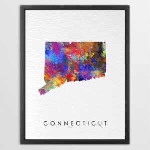 Dignovel Studios Unframed Connecticut Abstract Map Art United States Watercolor Art Print Home Decor Hanging DN941