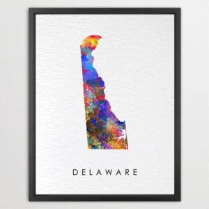 Dignovel Studios Unframed Delaware Abstract Map Art United States Watercolor Art Print Home Decor Hanging DN942