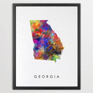 Dignovel Studios Unframed Georgia Abstract Map Art United States Watercolor Art Print Home Decor Hanging DN944