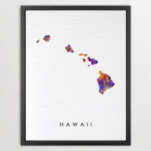 Dignovel Studios Unframed Hawaii Abstract Map Art United States Watercolor Art Print Home Decor Hanging DN945