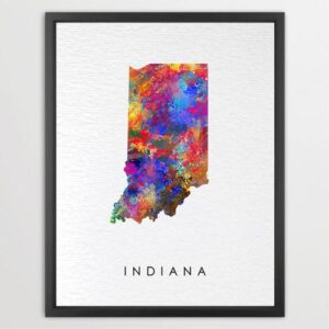 Dignovel Studios Unframed Indiana Abstract Map Art United States Watercolor Art Print Home Decor Hanging DN948