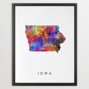 Dignovel Studios Unframed Iowa Abstract Map Art United States Watercolor Art Print Home Decor Hanging DN949