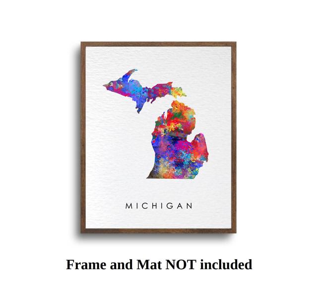 Dignovel Studios Unframed Michigan Abstract Map Art United States Watercolor Art Print Home Decor Hanging DN956 - Image 5