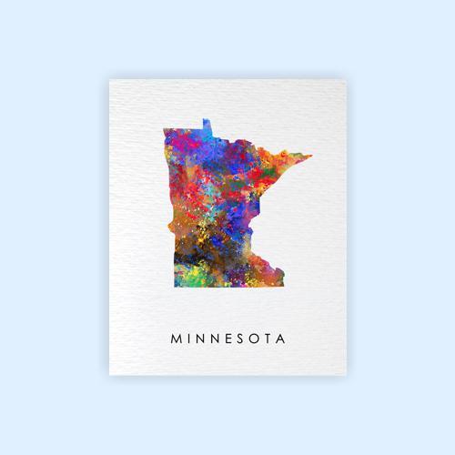 Dignovel Studios Unframed Minnesota Abstract Map Art United States Watercolor Art Print Home Decor Hanging DN957 - Image 2