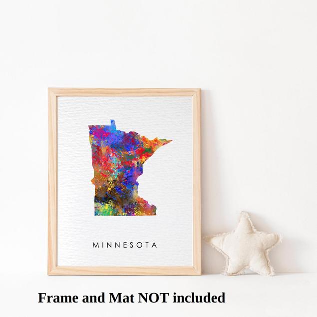 Dignovel Studios Unframed Minnesota Abstract Map Art United States Watercolor Art Print Home Decor Hanging DN957 - Image 3