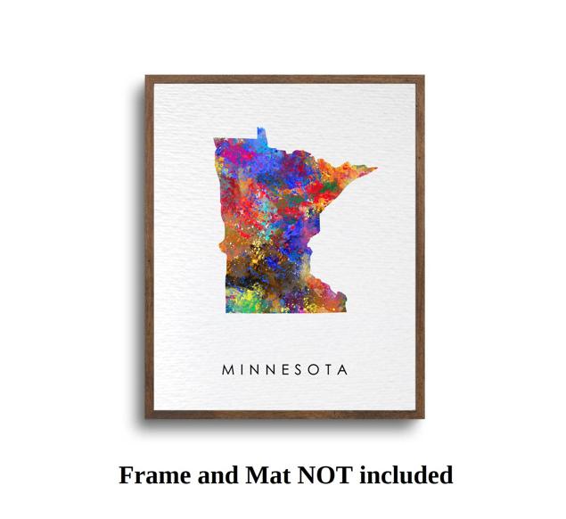 Dignovel Studios Unframed Minnesota Abstract Map Art United States Watercolor Art Print Home Decor Hanging DN957 - Image 5