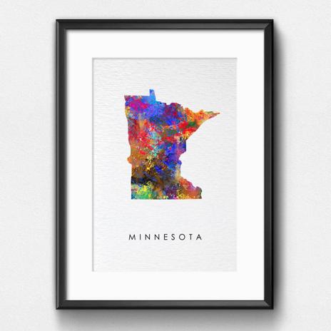 Dignovel Studios Unframed Minnesota Abstract Map Art United States Watercolor Art Print Home Decor Hanging DN957 - Image 6