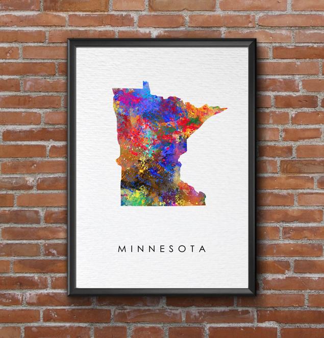 Dignovel Studios Unframed Minnesota Abstract Map Art United States Watercolor Art Print Home Decor Hanging DN957 - Image 7