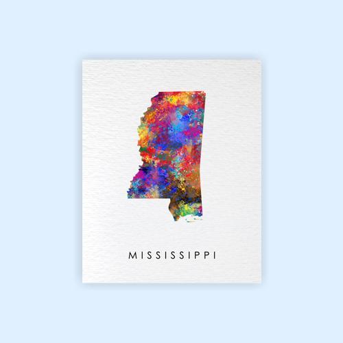 Dignovel Studios Unframed Mississippi Abstract Map Art United States Watercolor Art Print Home Decor Hanging DN958 - Image 2