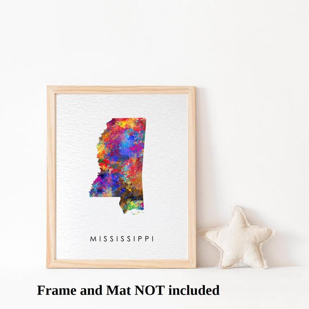 Dignovel Studios Unframed Mississippi Abstract Map Art United States Watercolor Art Print Home Decor Hanging DN958 - Image 3