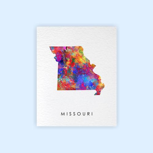 Dignovel Studios Unframed Missouri Abstract Map Art United States Watercolor Art Print Home Decor Hanging DN959 - Image 2
